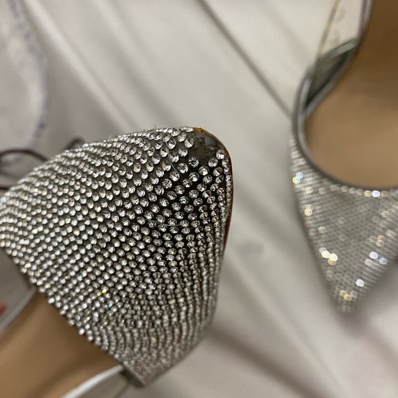 Violetta Rhinestone -embellished perspex heeled courts in silver. - Picture 4 of 7